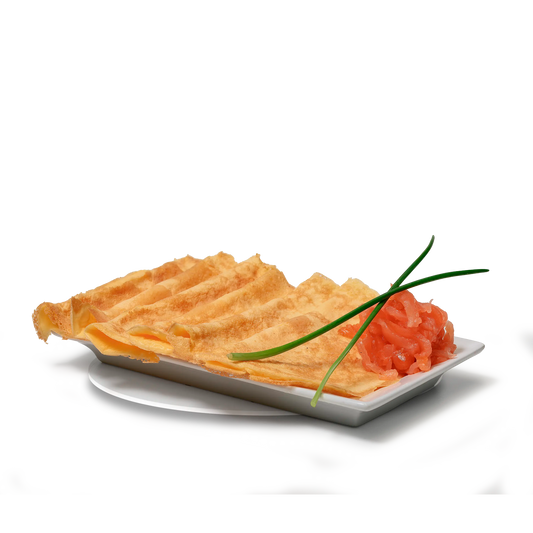 Mini omeletjes met gerookte zalm en bieslooksnippers (6 st)